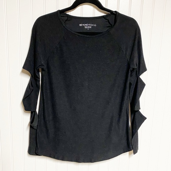 Beyond Yoga Tops - Beyond Yoga Cutout Sleeves Long Sleeve Black Workout Top Small S